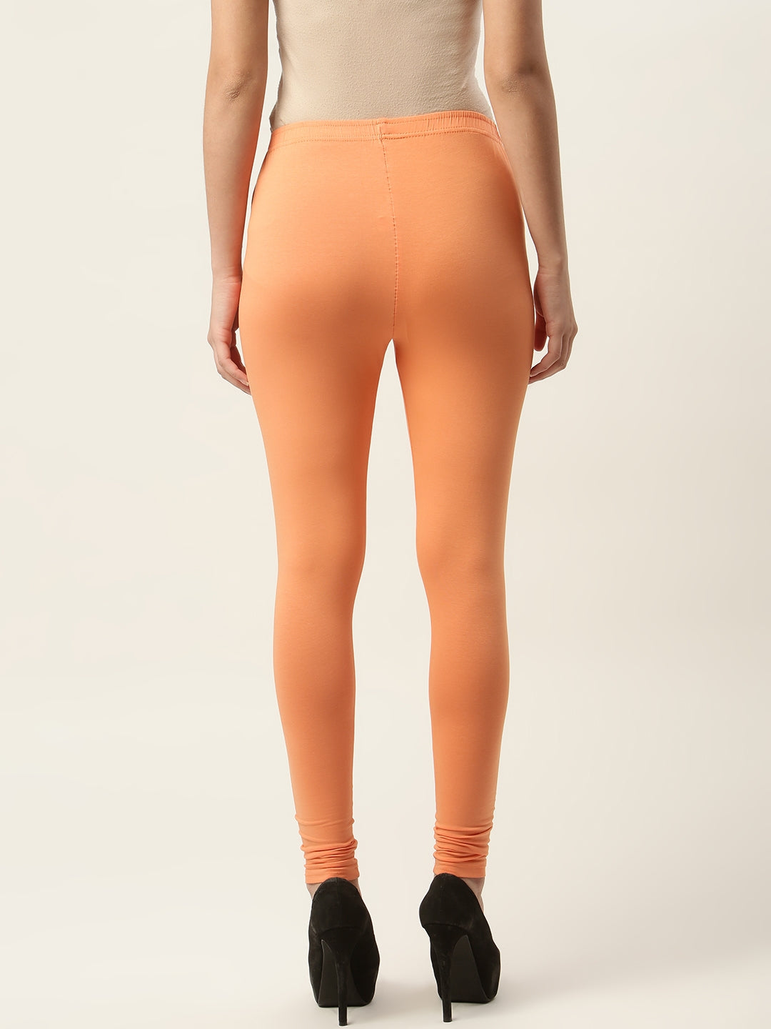 Women Dusty Orange Churidar-Length Leggings