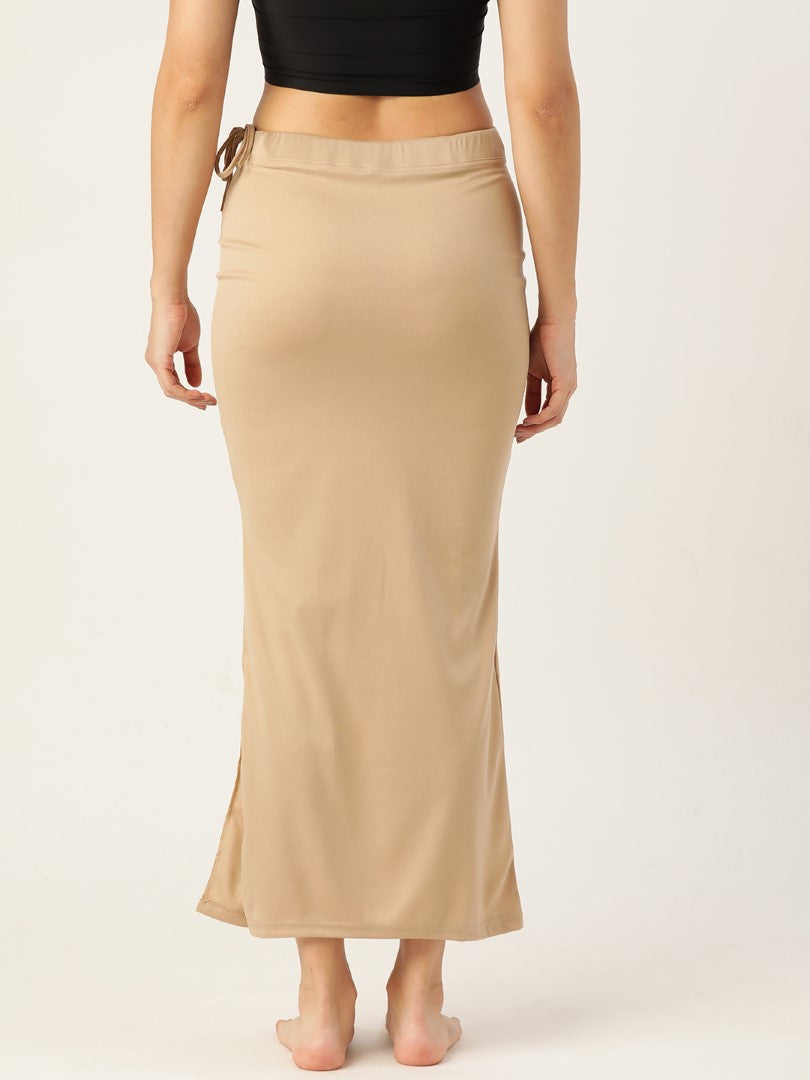 Women Dusty Brown Solid Saree Shapewear