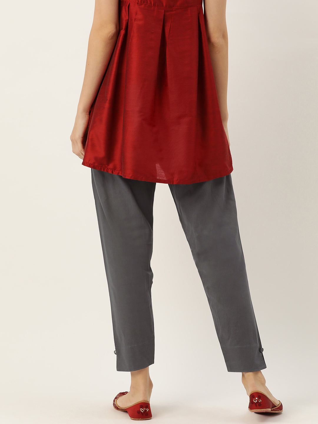 Women Pure Cotton Kurti Pant - Charcoal Grey