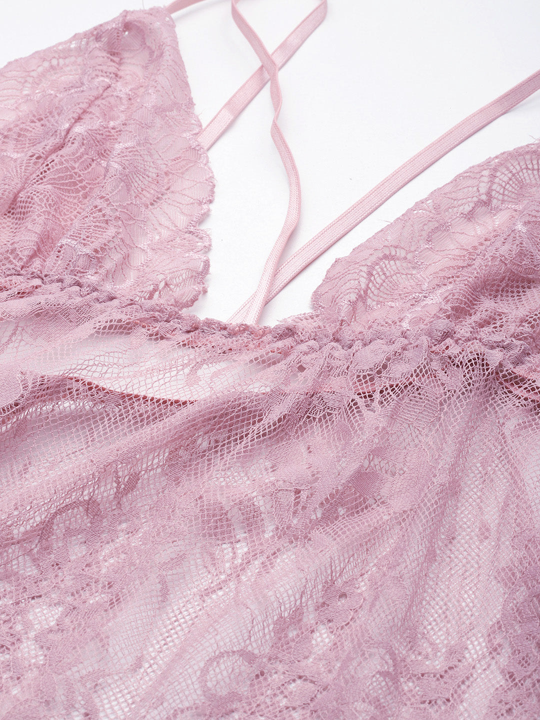 Ms.Lingies Peach Full Lace Babydoll Lingerie/Nighty with Robe & Thong