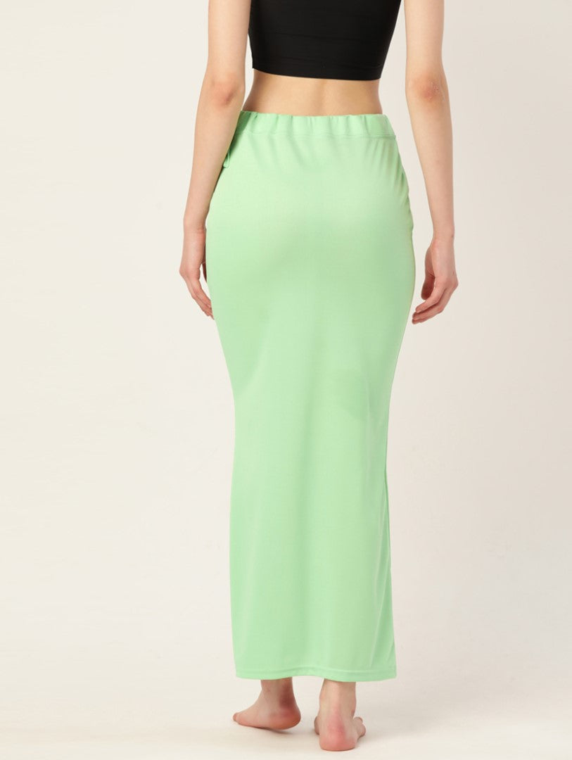 Women Pista Green Solid Saree Shapewear