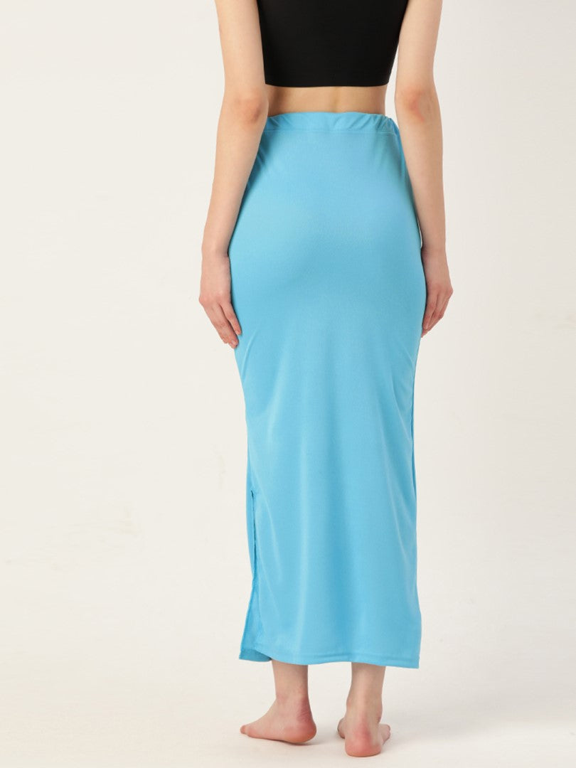 Women Water Blue Solid Saree Shapewear