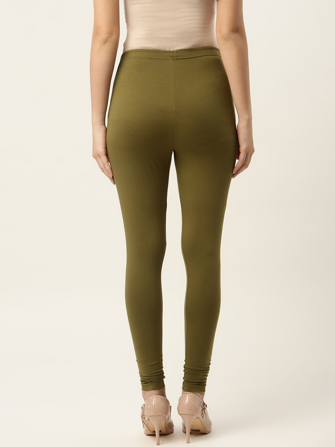 Women Mehandi Churidar-Length Leggings