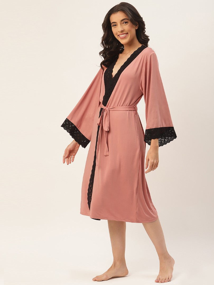 Peach Robe with Modal Fabric