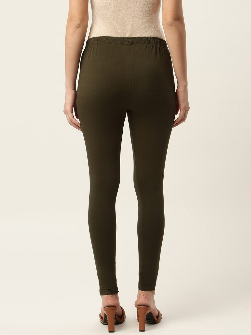 Women Dark Green Ankle-Length Leggings