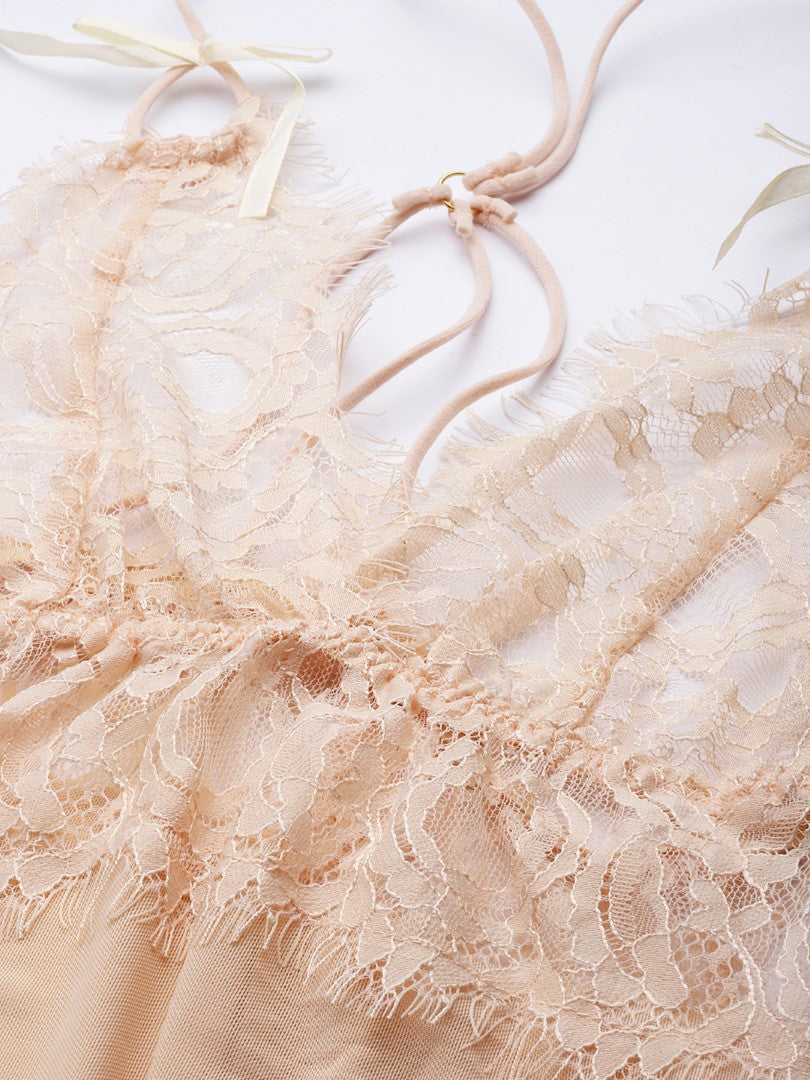 Skin babydoll with satin