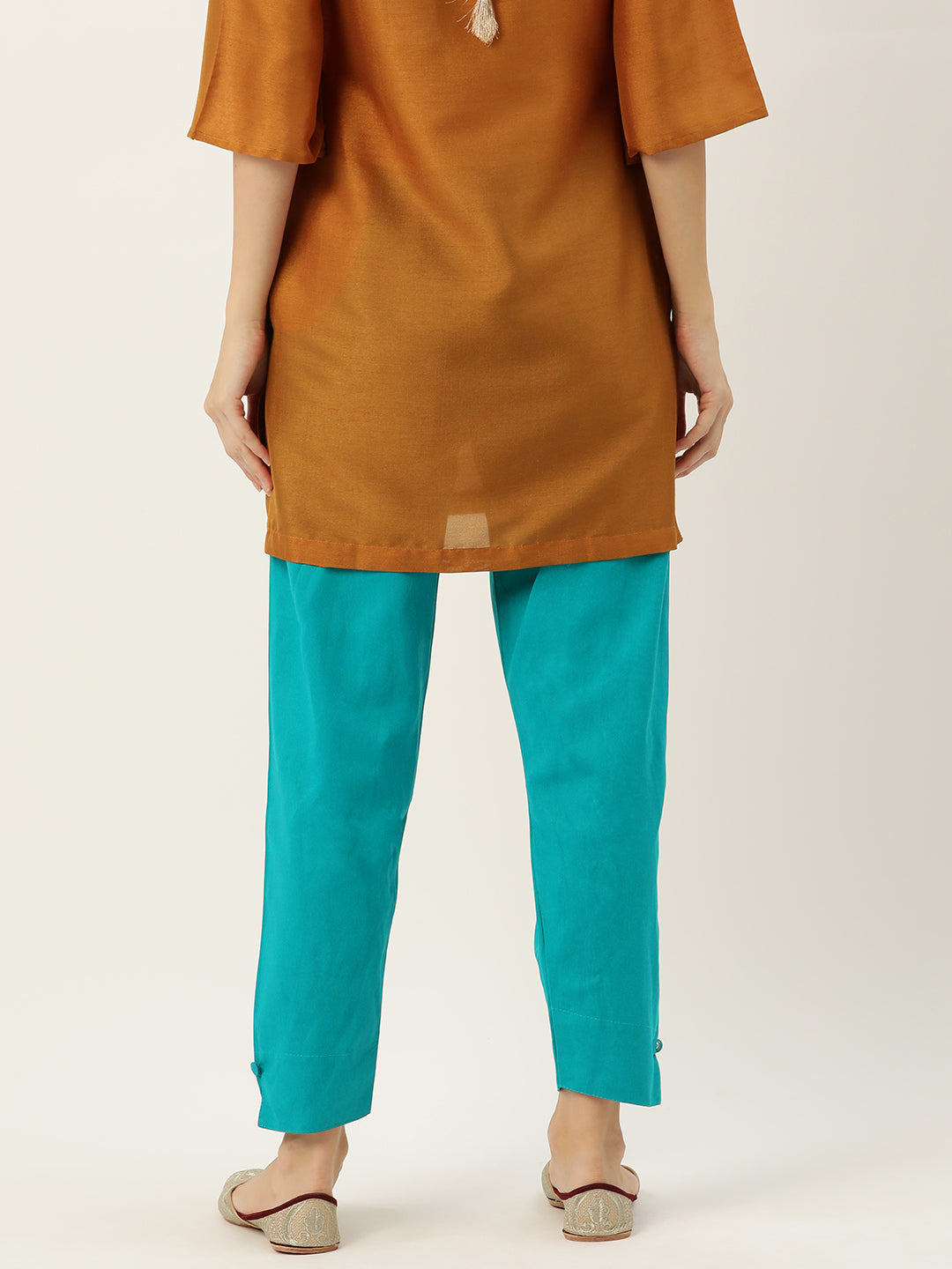Women Pure Cotton Kurti Pant - Peacock Green