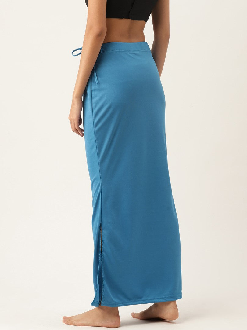 Women Sky Blue Solid Saree Shapewear