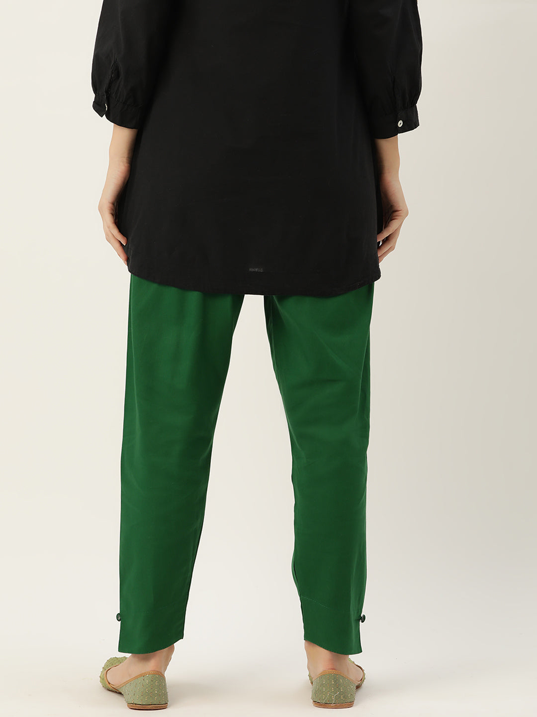Women Pure Cotton Kurti Pant - Dark Green