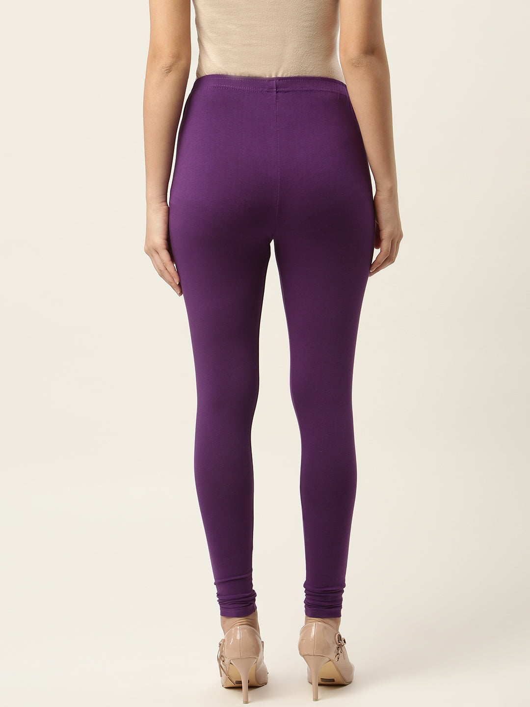 Women Purple Churidar-Length Leggings