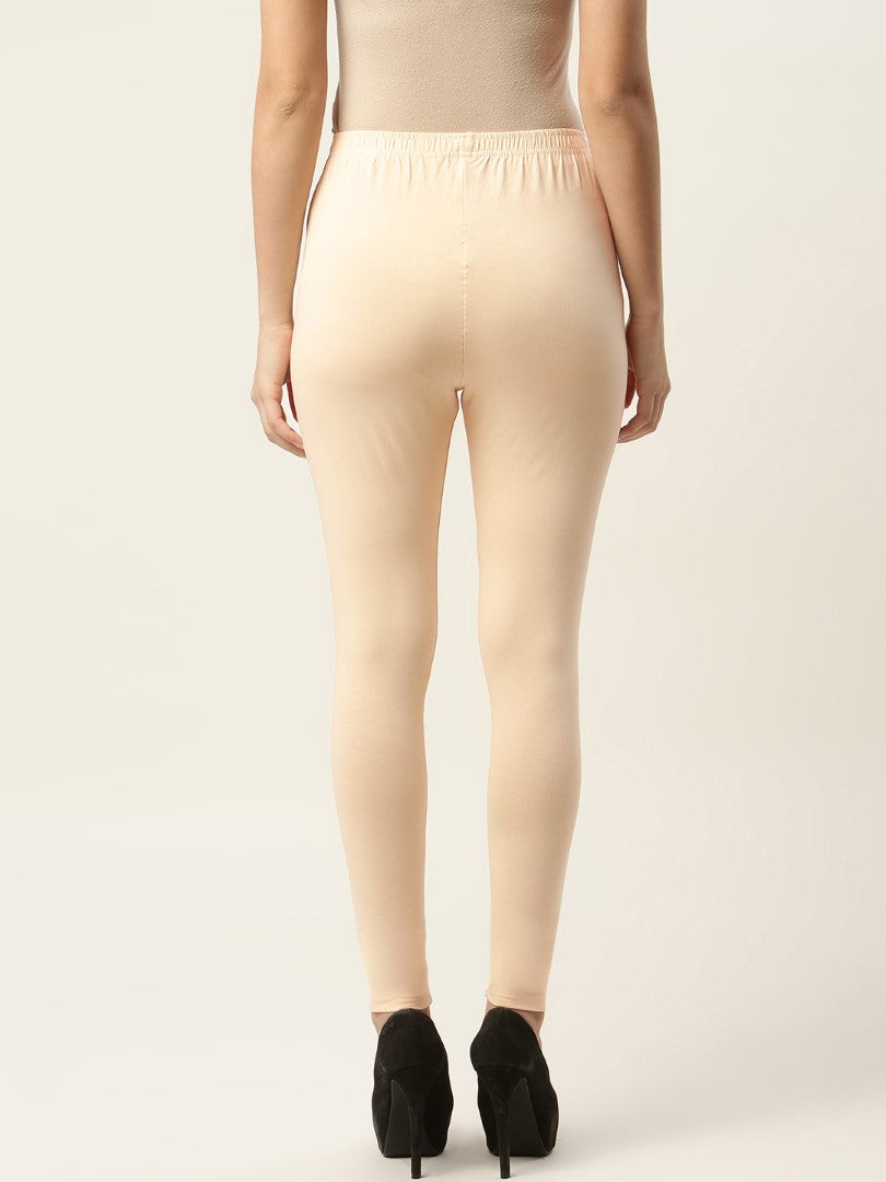 Women Cream Ankle-Length Leggings