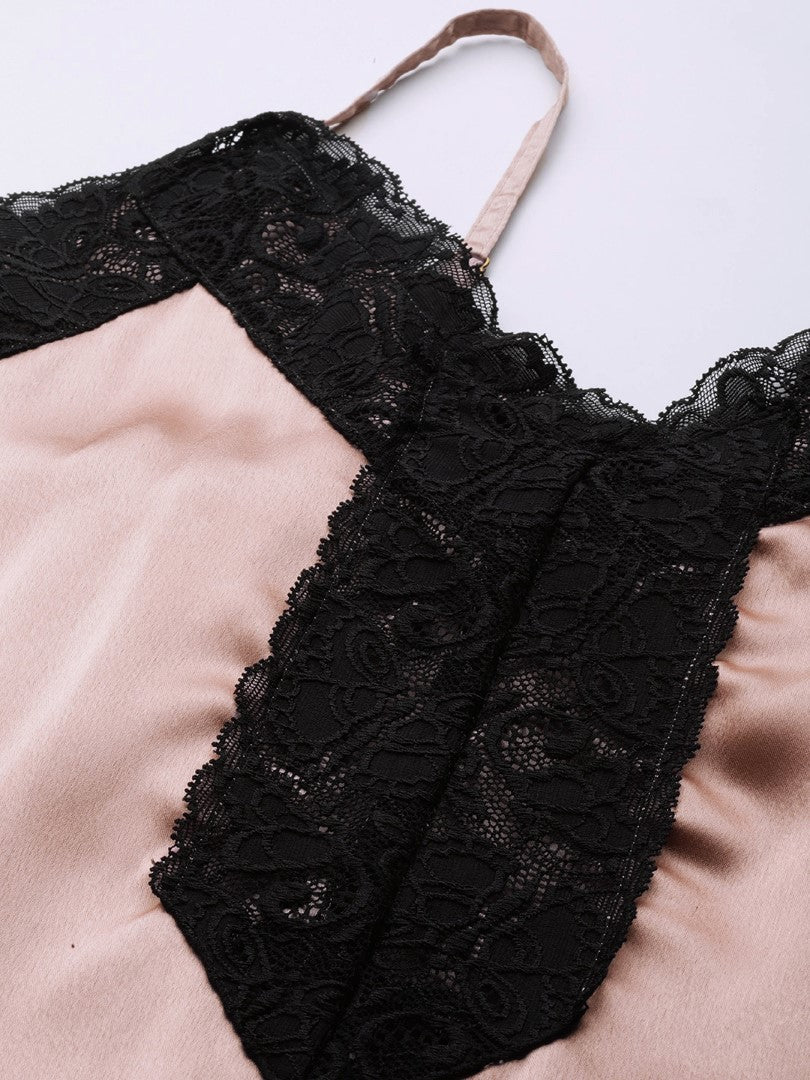 Rust Nightwear/nighty with satin