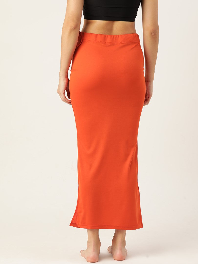 Women Saffron Solid Saree Shapewear