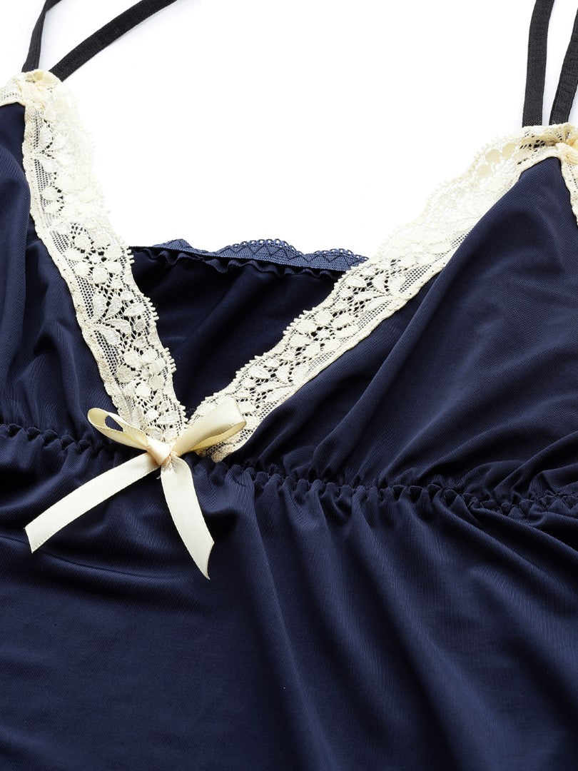 Royal Blue babydoll with Net/Lace