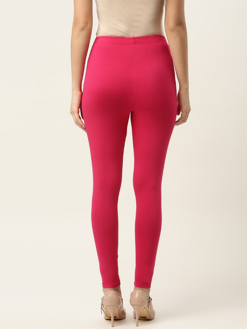 Women Dark Pink Ankle-Length Leggings