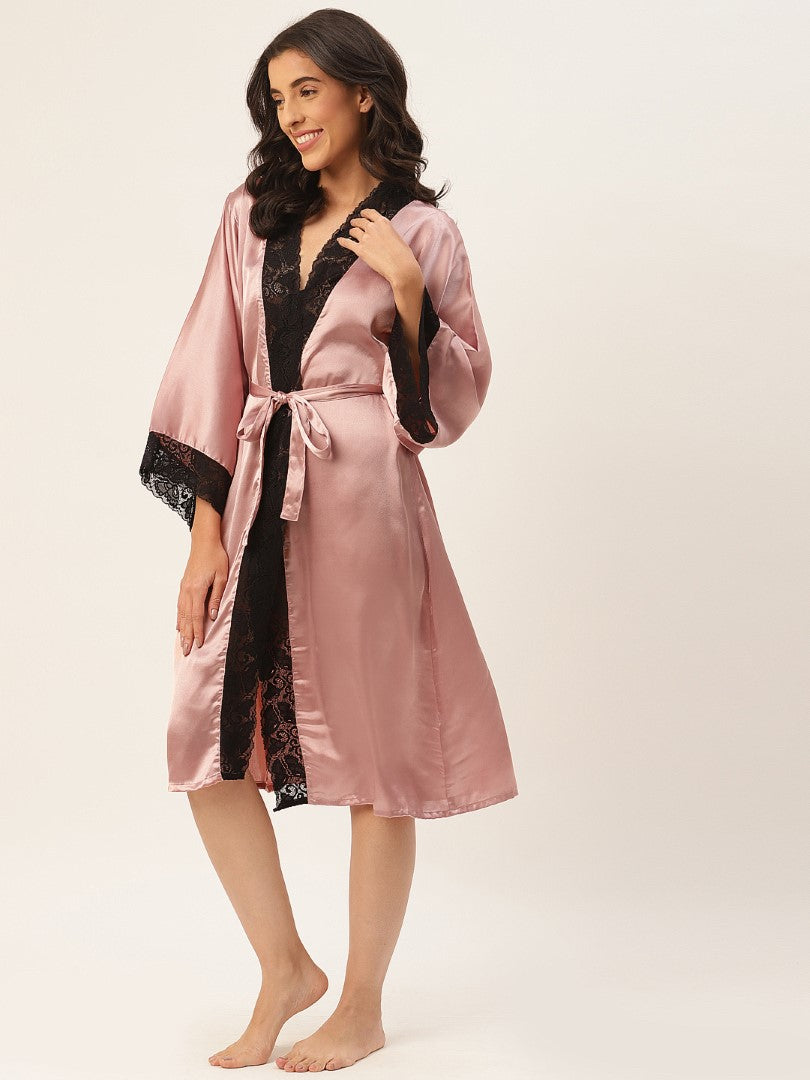 Rust Robe with Satin Fabric