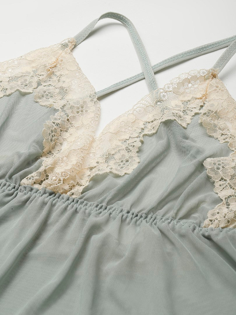Green babydoll with Net/Lace