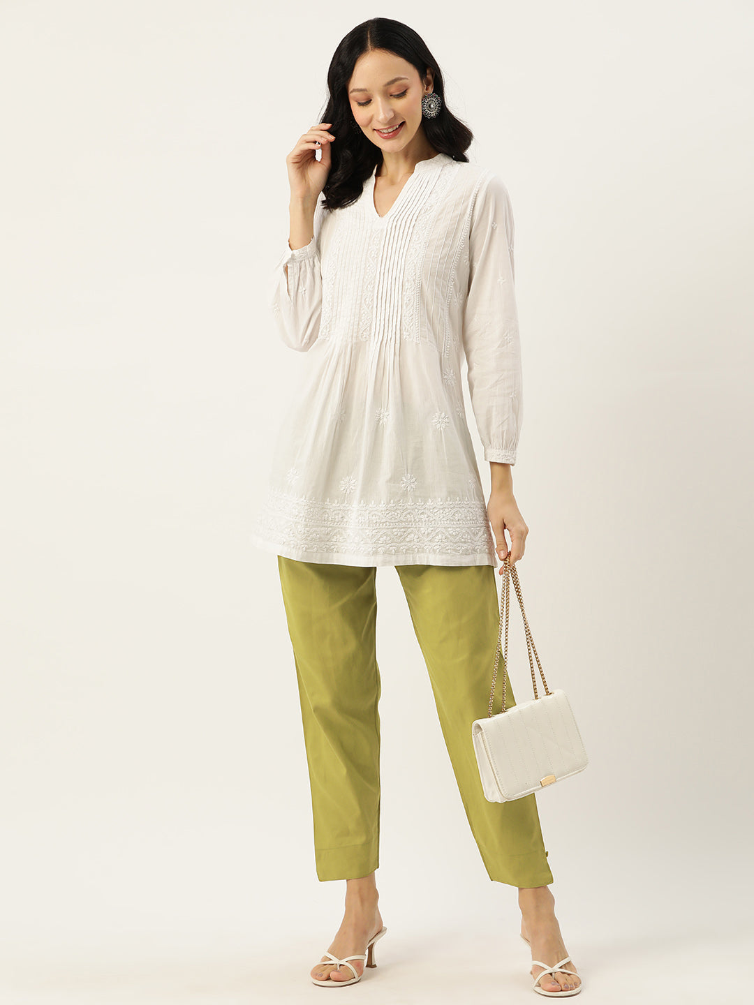 Women Pure Cotton Kurti Pant - Mehandi
