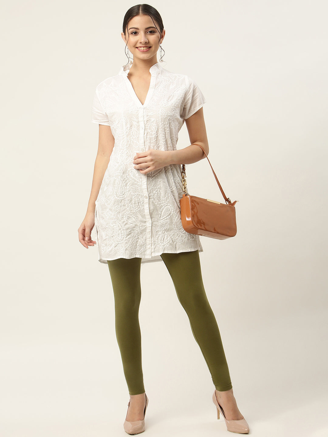 Women Mehandi Ankle-Length Leggings