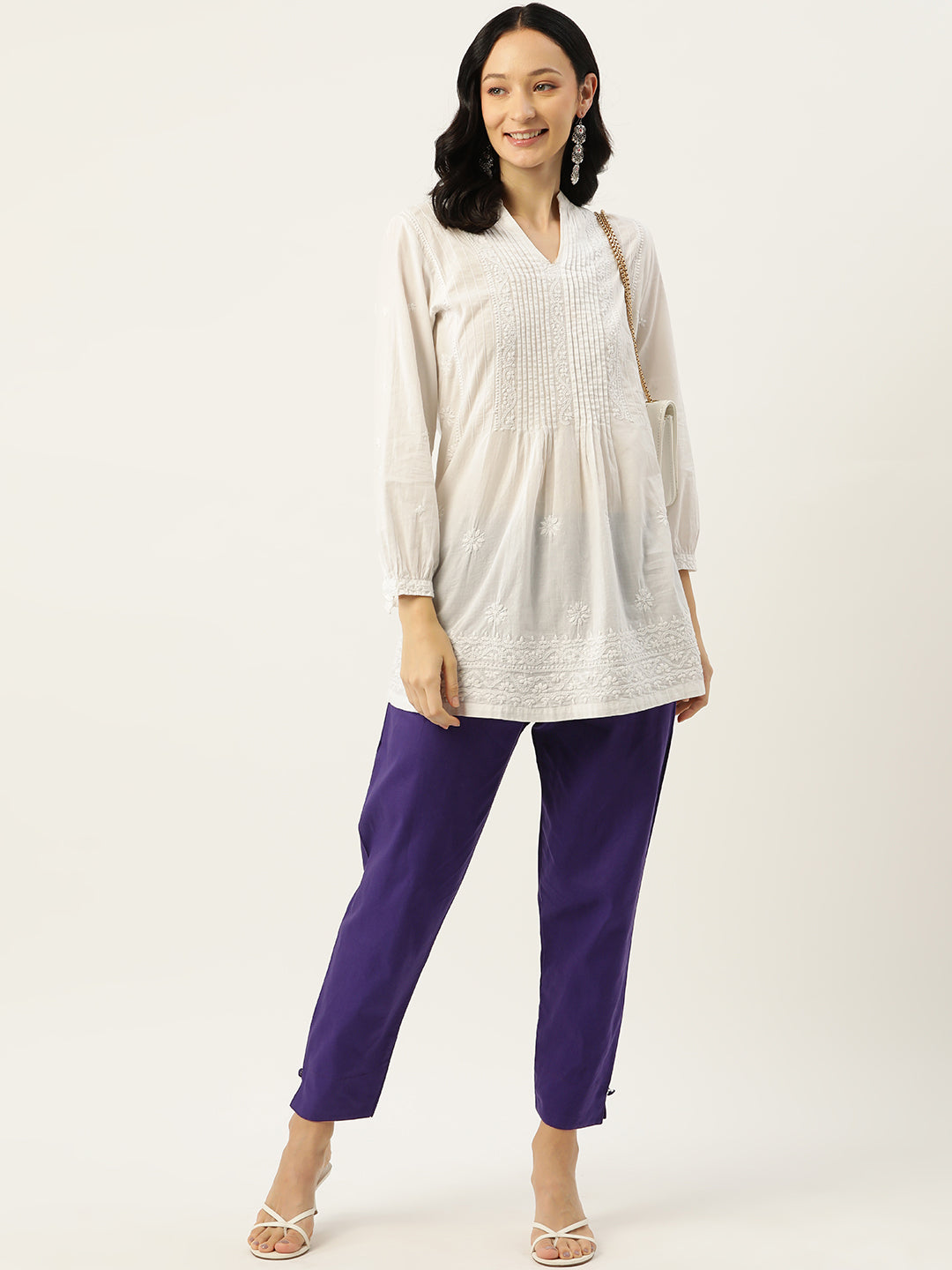 Women Pure Cotton Kurti Pant - Violet