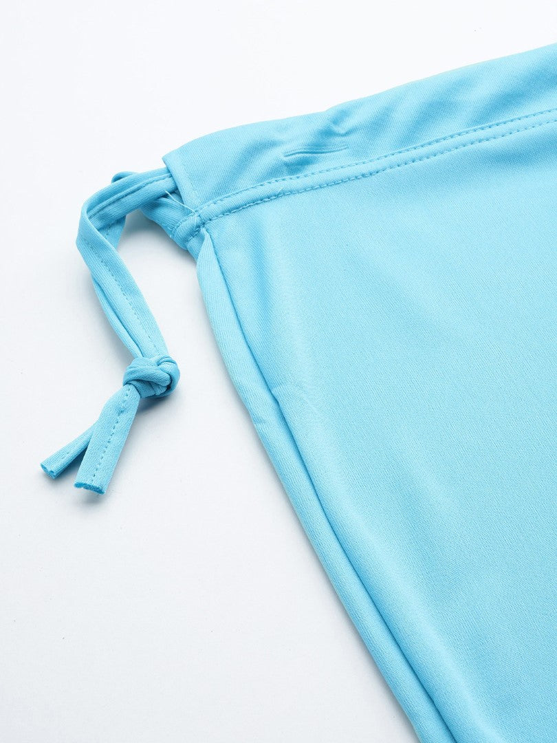 Women Water Blue Solid Saree Shapewear