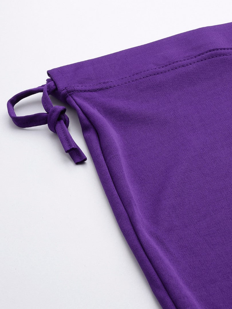 Women Deep Violet Solid Saree Shapewear