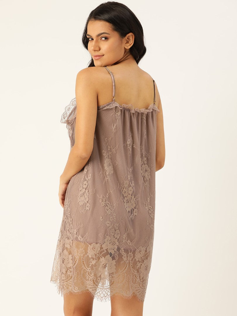 Brown babydoll with Full Lace