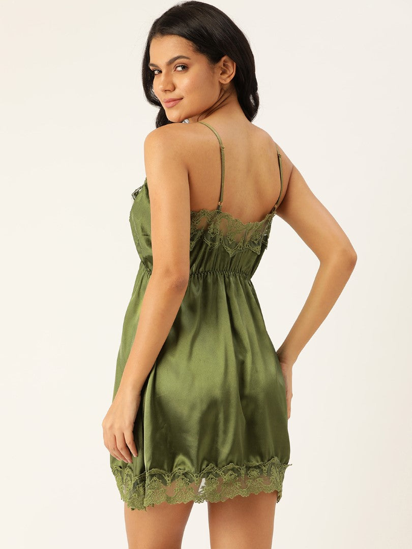 Green babydoll with Premium Satin