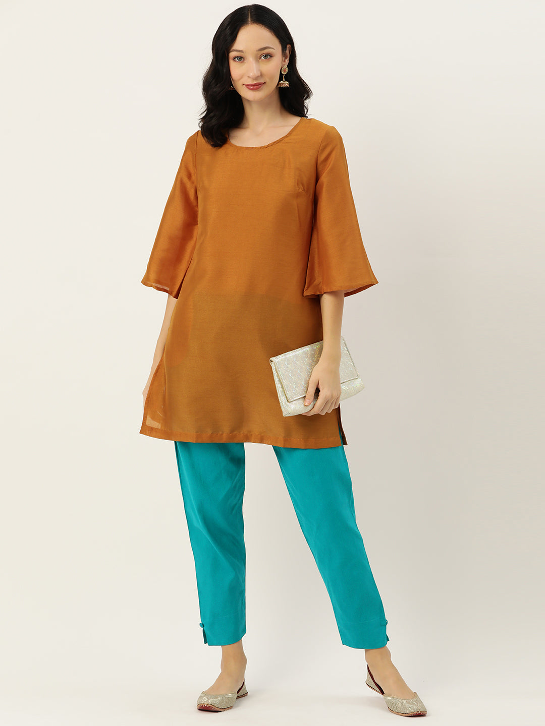 Women Pure Cotton Kurti Pant - Peacock Green