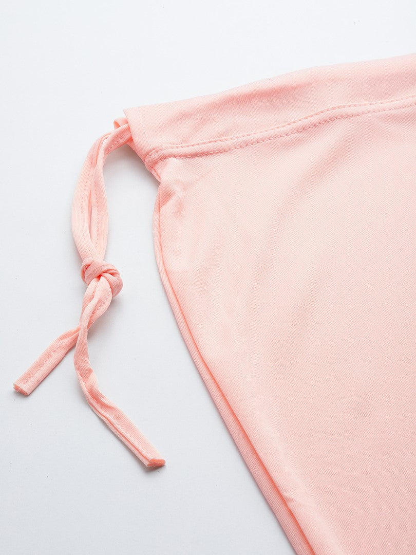 Women Light Peach Solid Saree Shapewear