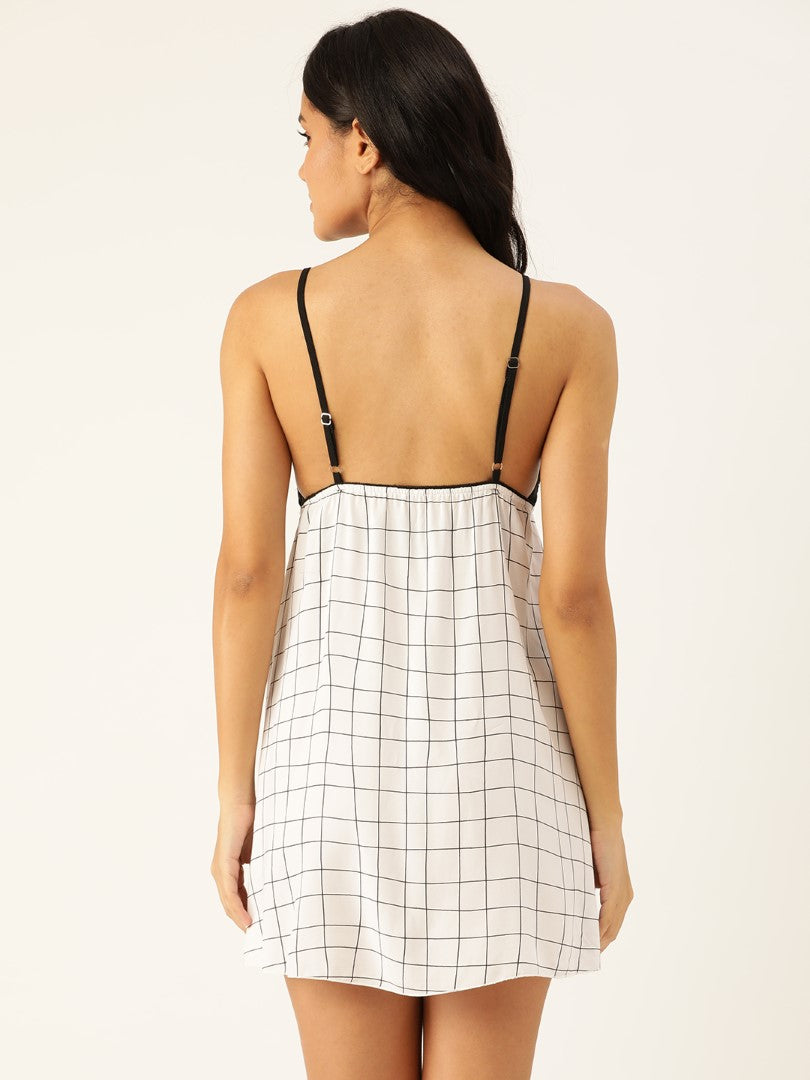 White Checked babydoll with lace