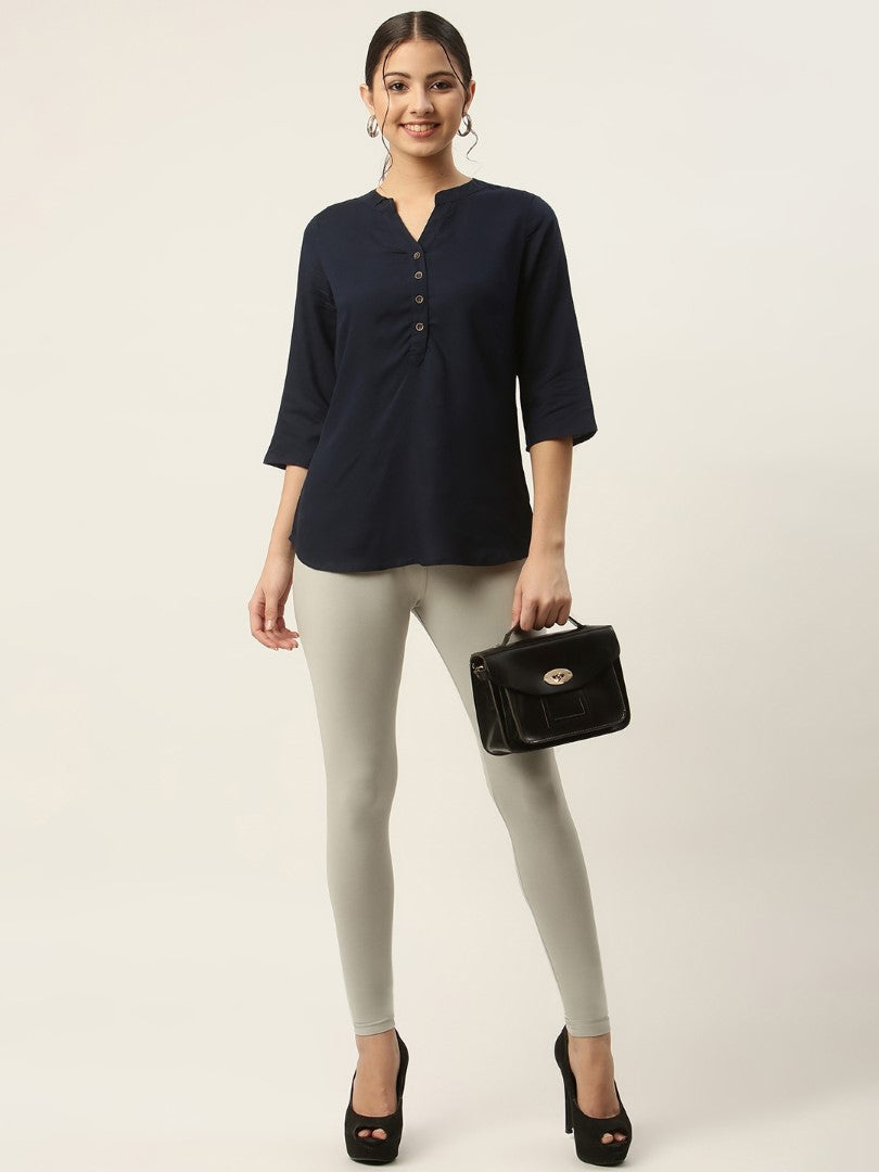 Women Light Grey Ankle-Length Leggings