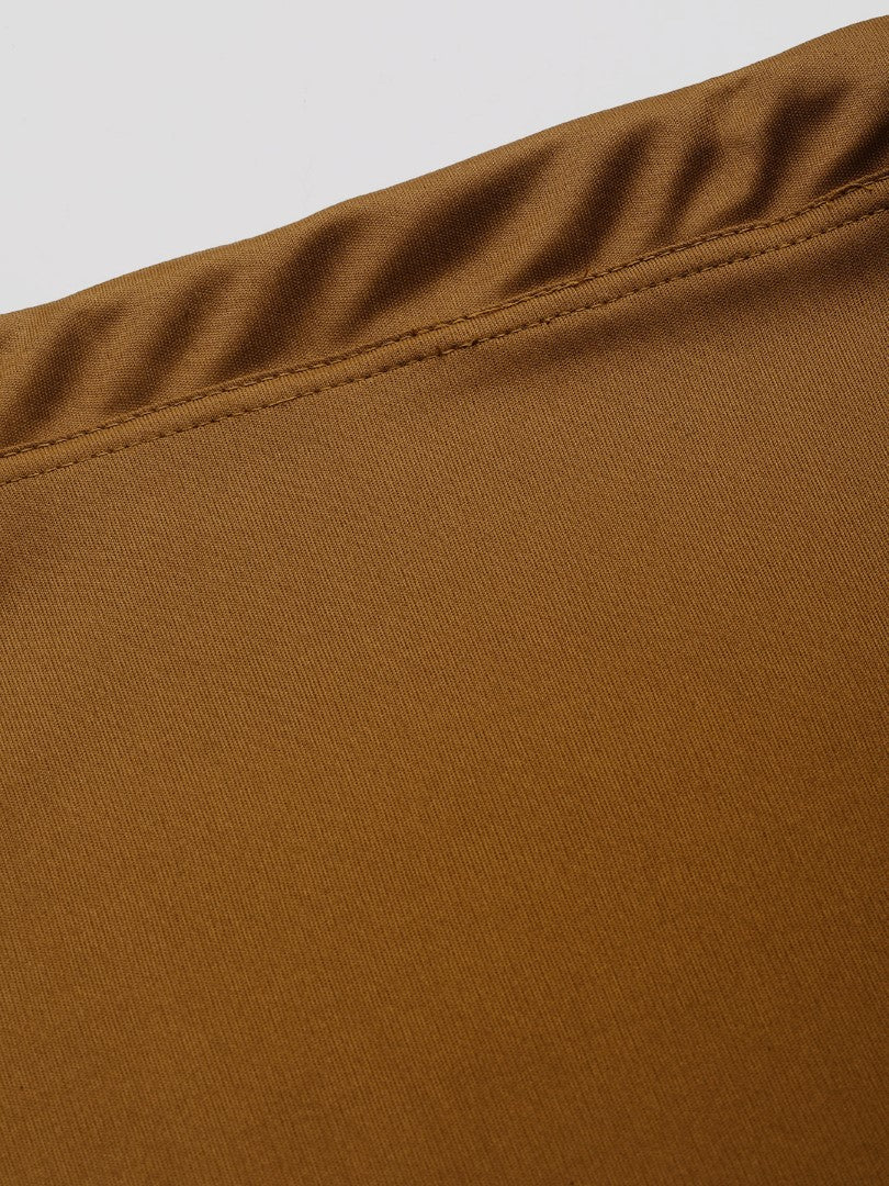 Women Deep Brown Solid Saree Shapewear