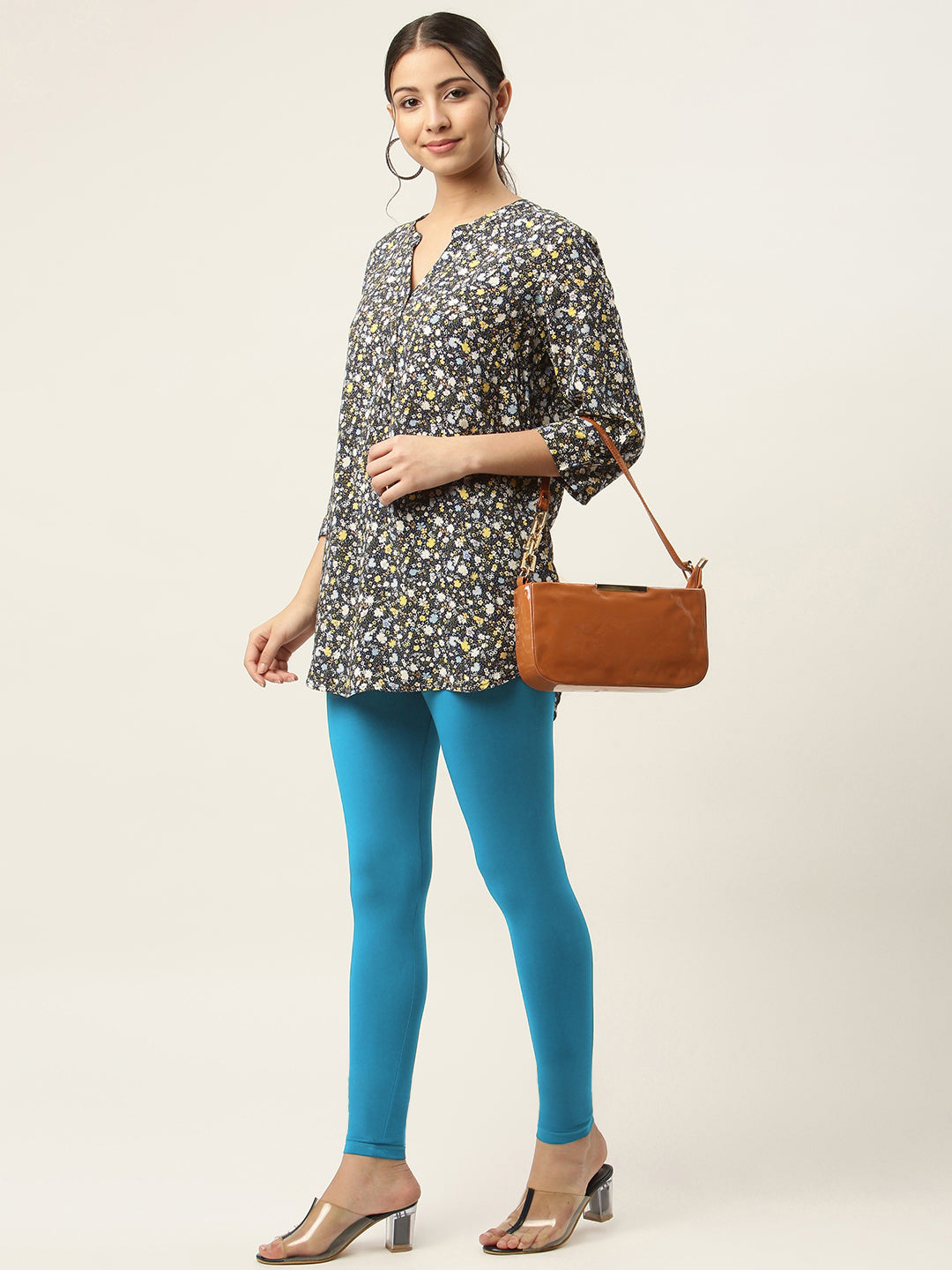 Women Rama Green Ankle-Length Leggings