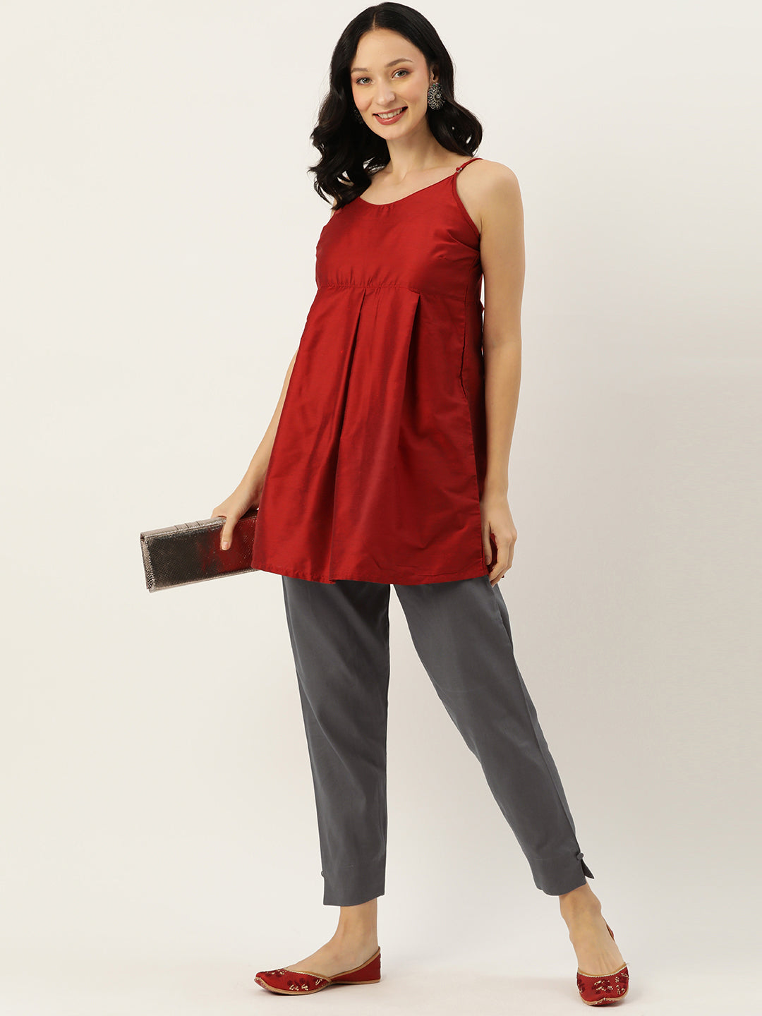 Women Pure Cotton Kurti Pant - Charcoal Grey
