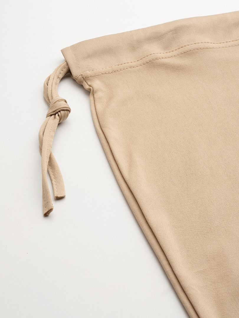 Women Dusty Brown Solid Saree Shapewear