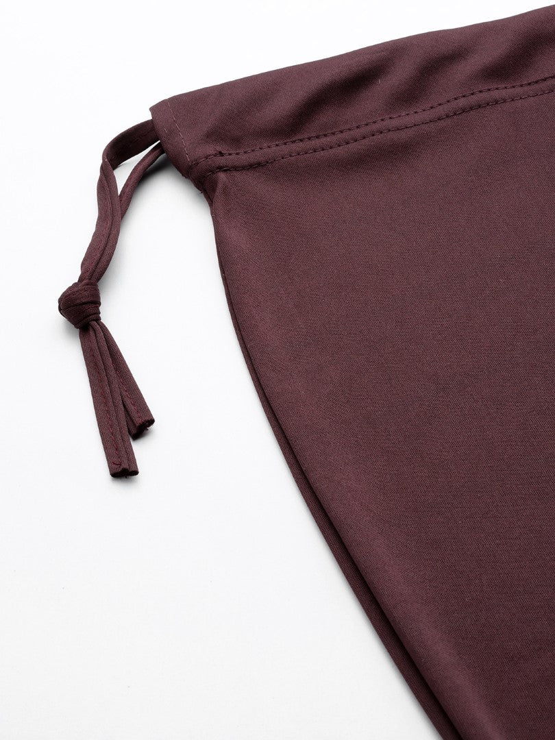 Women Deep Brown Solid Saree Shapewear