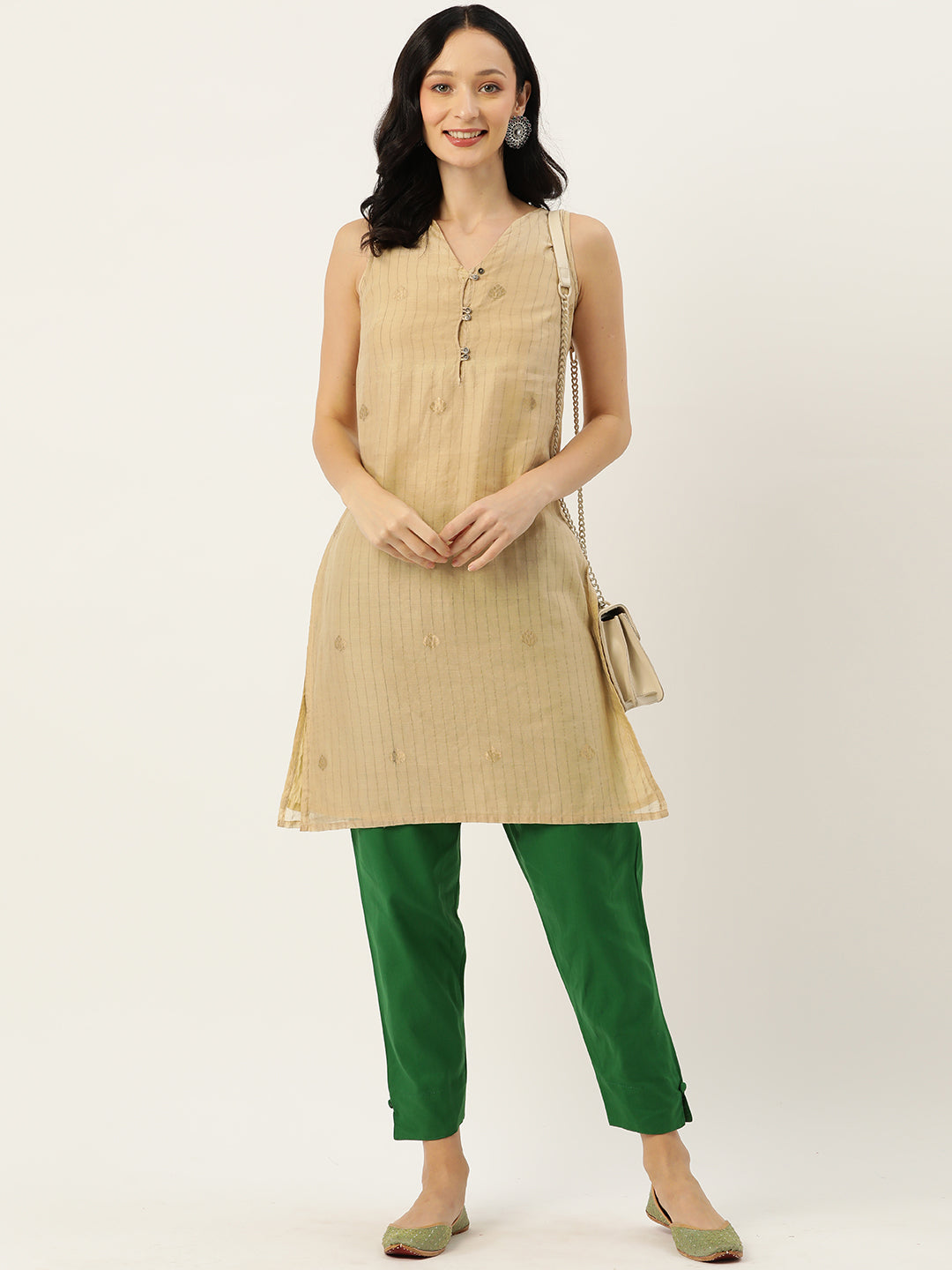 Women Pure Cotton Kurti Pant - Green