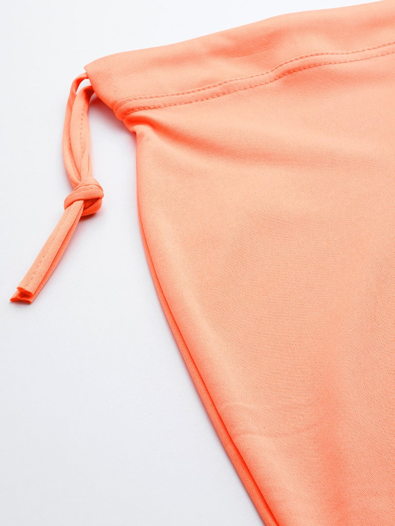 Women Peach Orange Solid Saree Shapewear