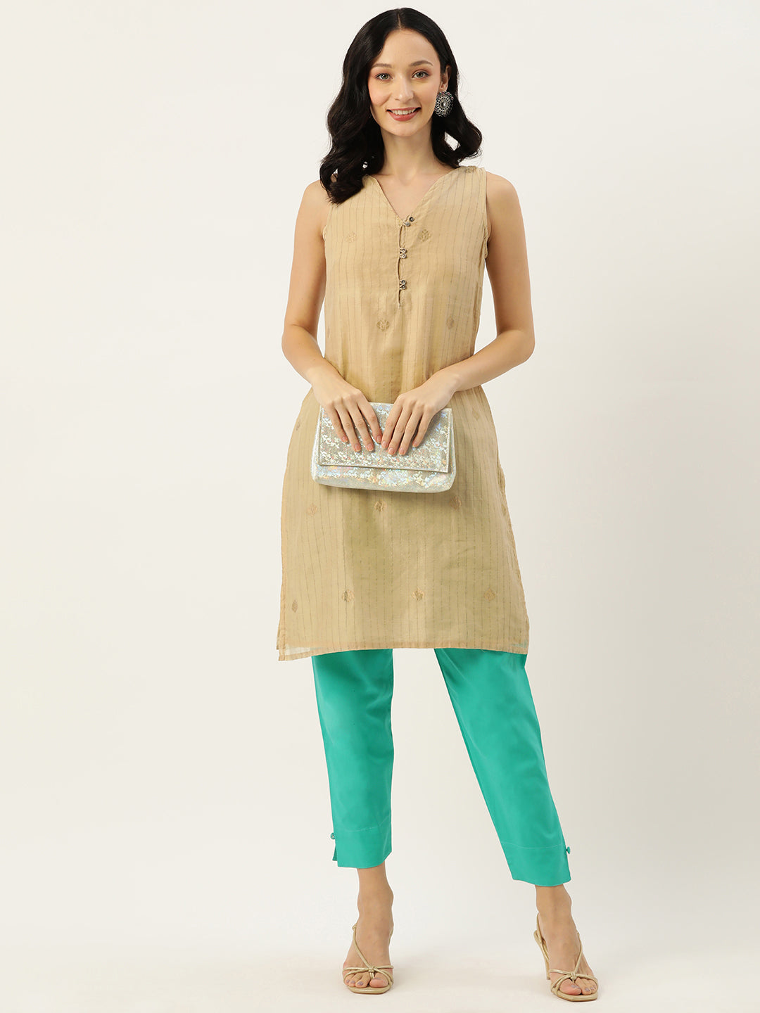 Women Pure Cotton Kurti Pant - Pista Green