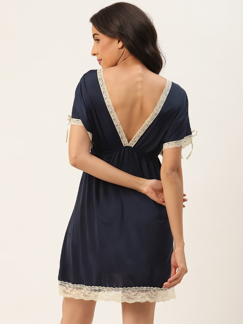 Blue babydoll/Nighty with Icy Silk Satin