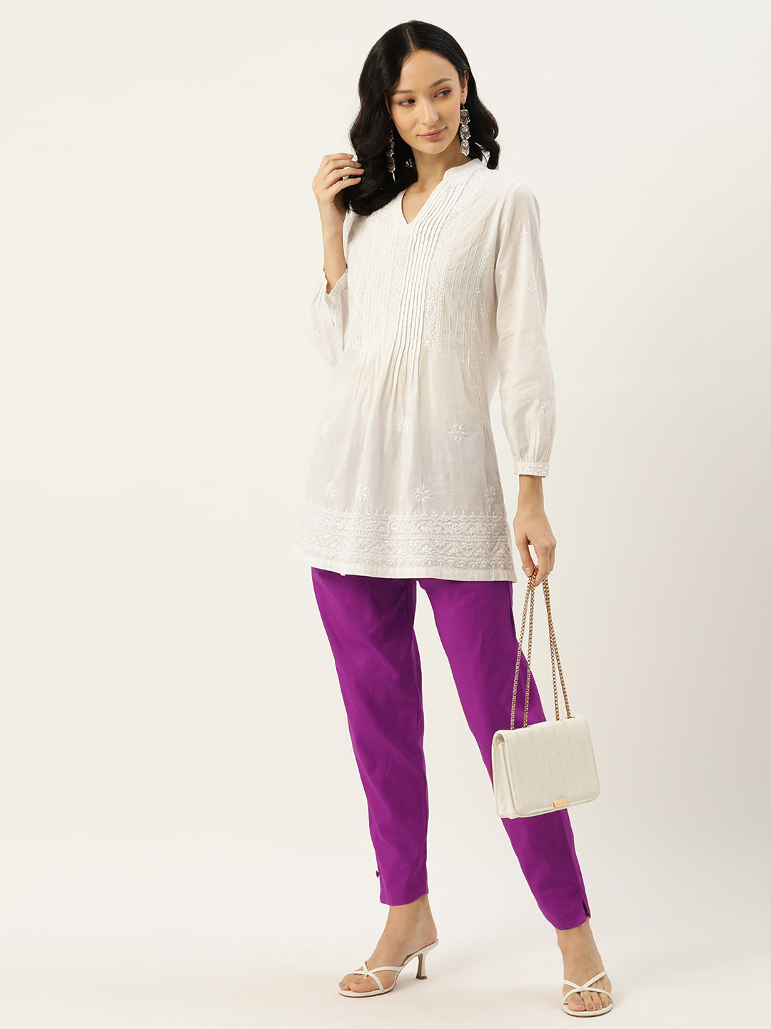 Women Pure Cotton Kurti Pant - Purple