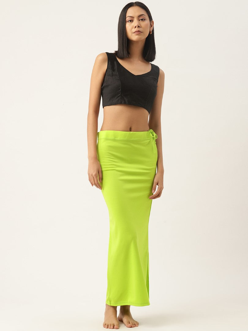 Women Parrot Green Solid Saree Shapewear