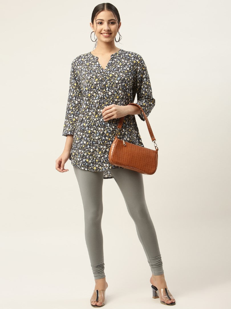 Women Grey Churidar-Length Leggings