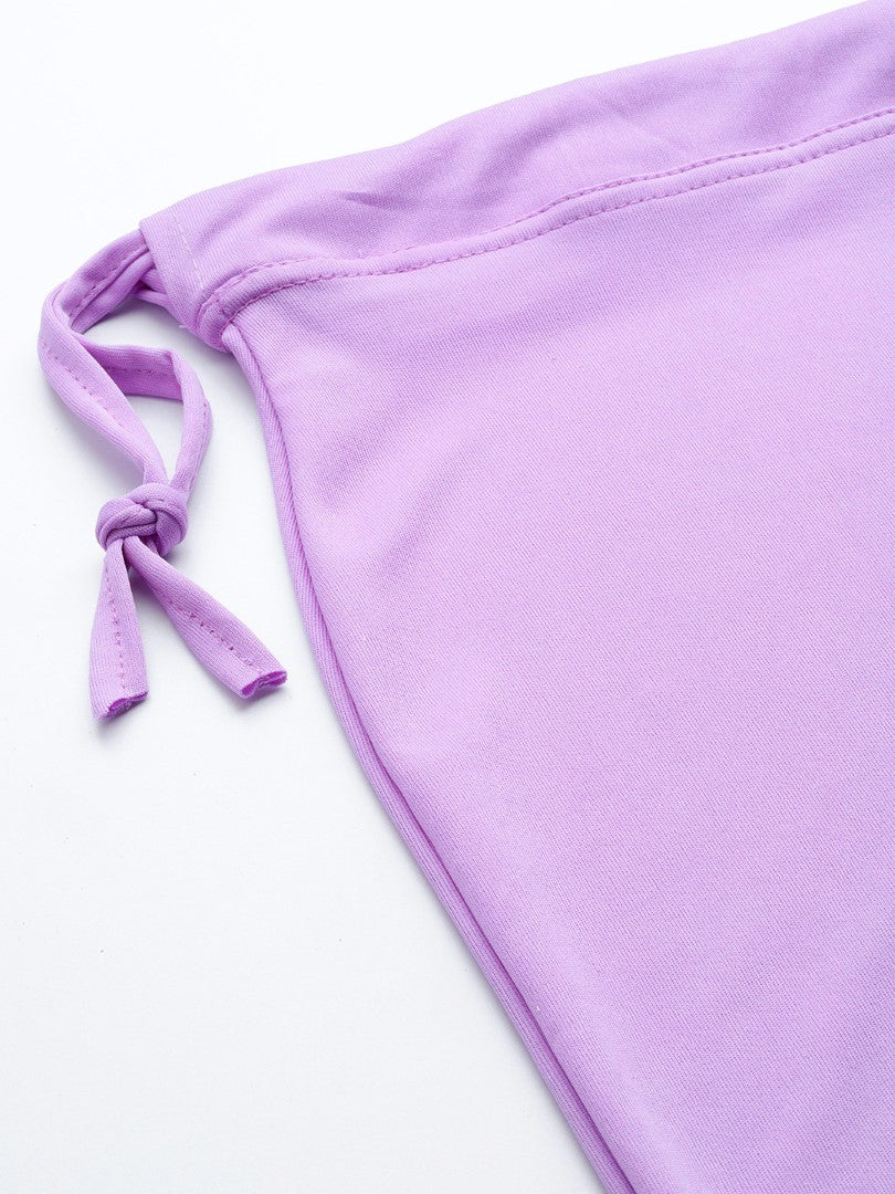 Women Lavender Solid Saree Shapewear