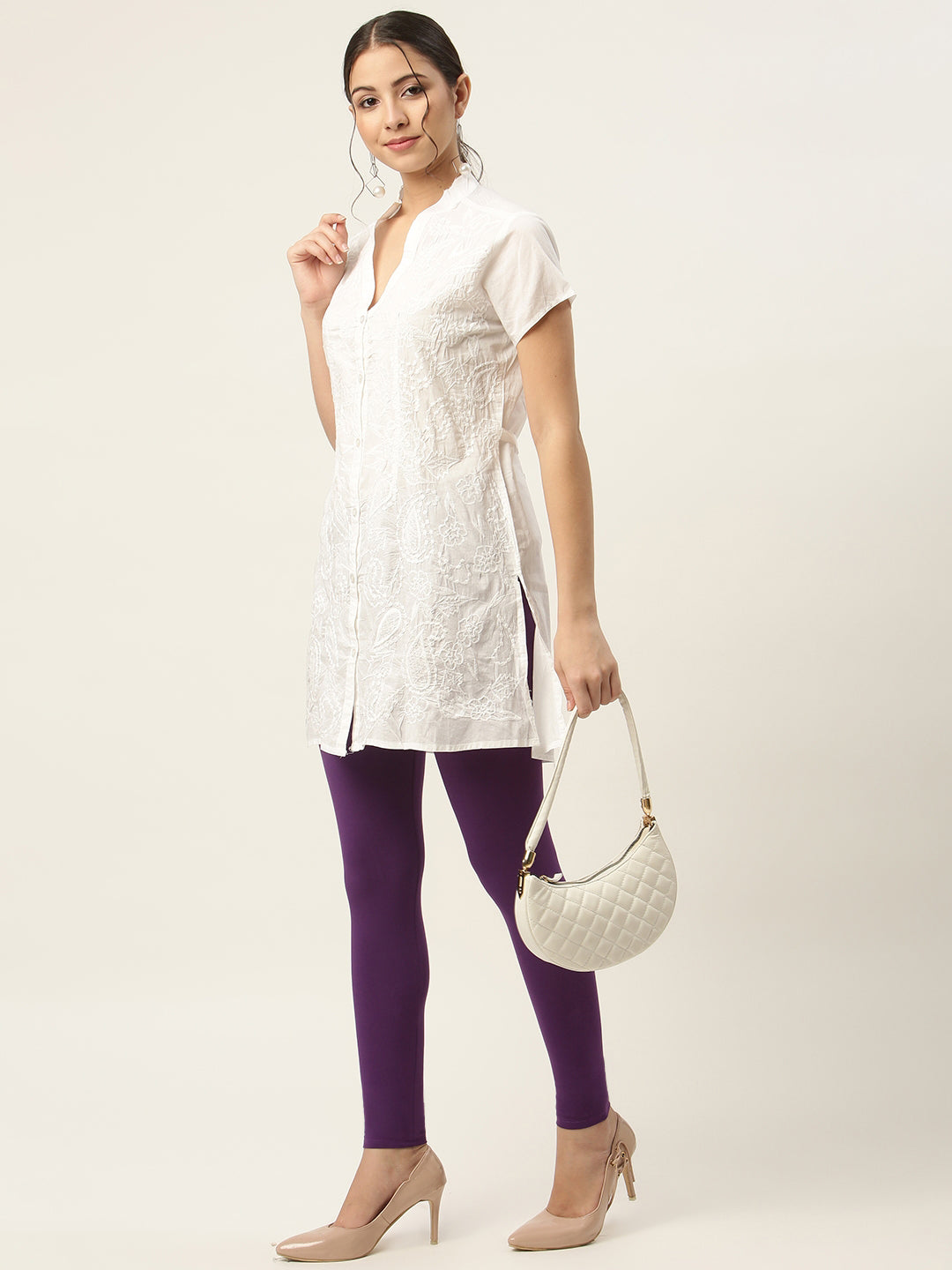 Women Purple Ankle-Length Leggings