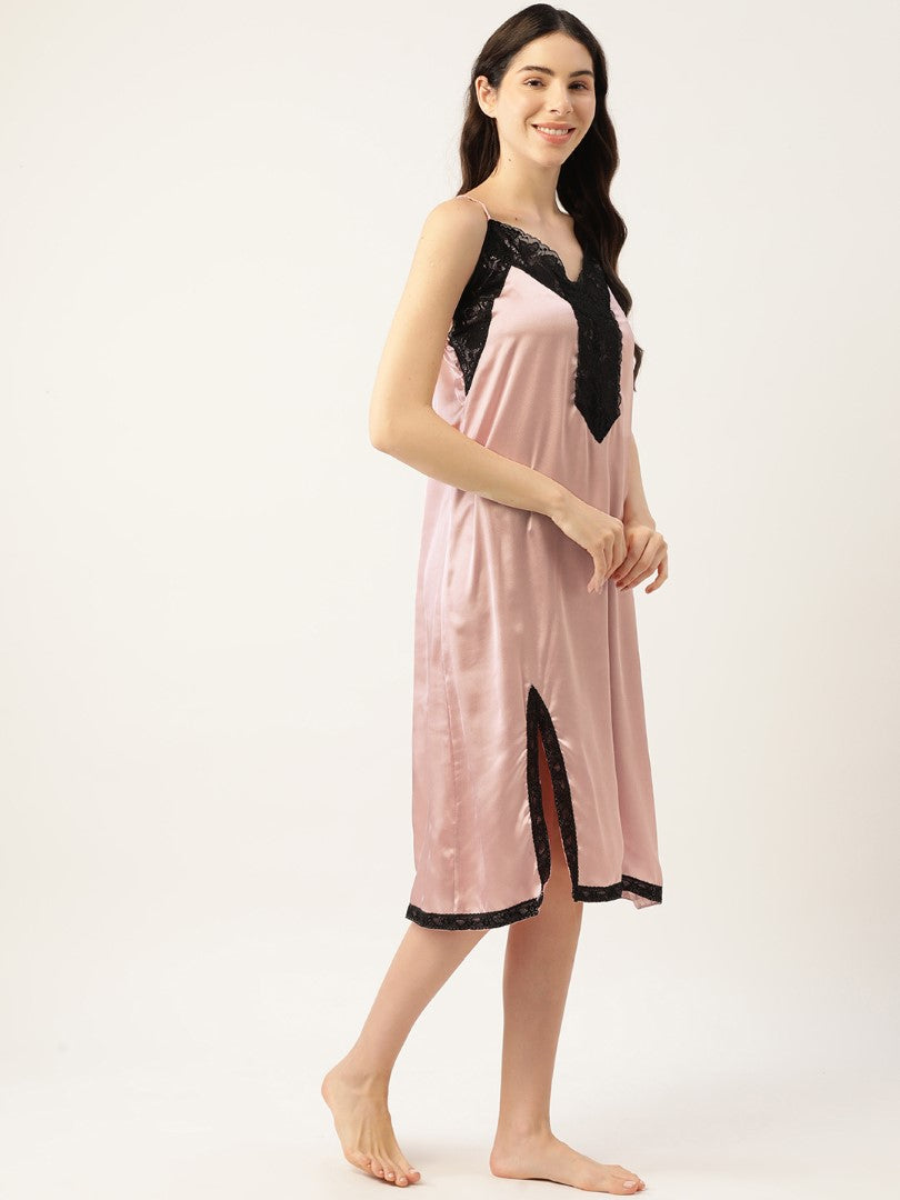 Rust Nightwear/nighty with satin