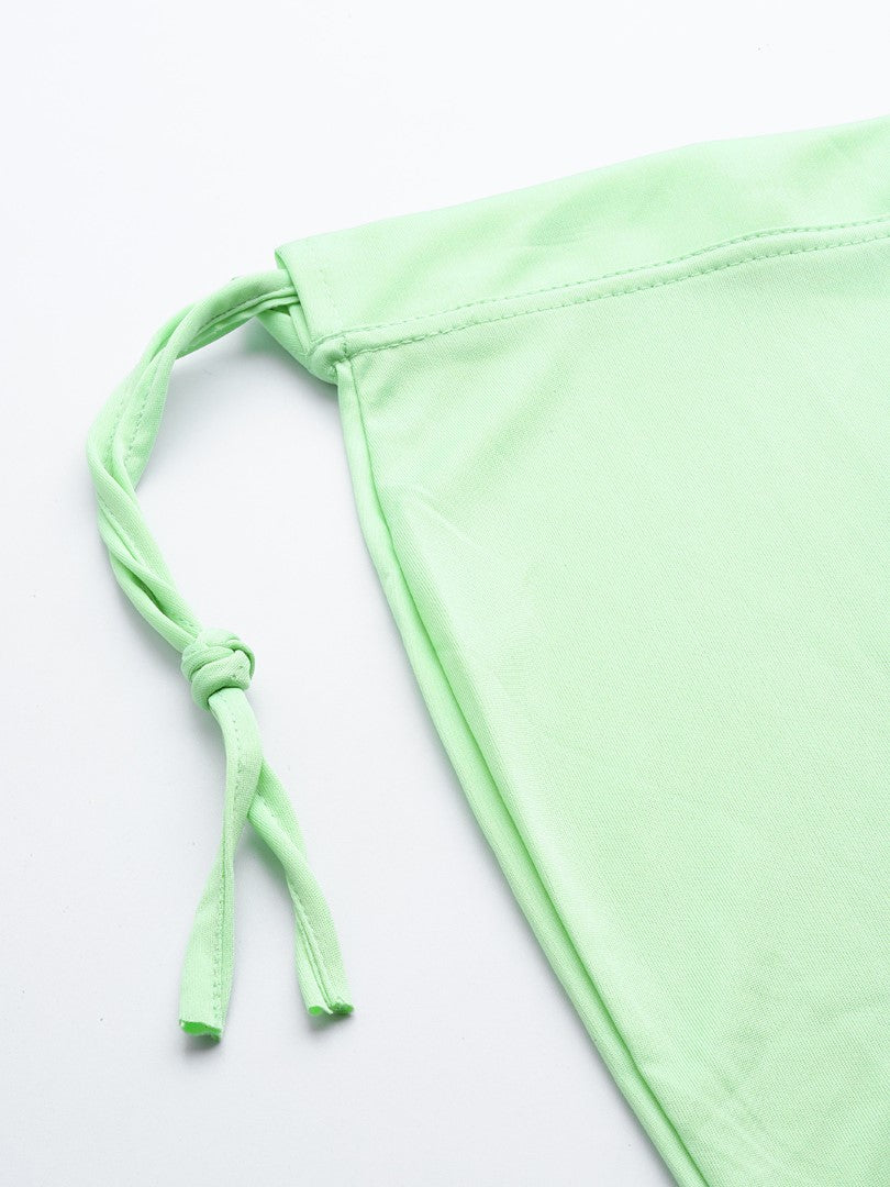 Women Pista Green Solid Saree Shapewear
