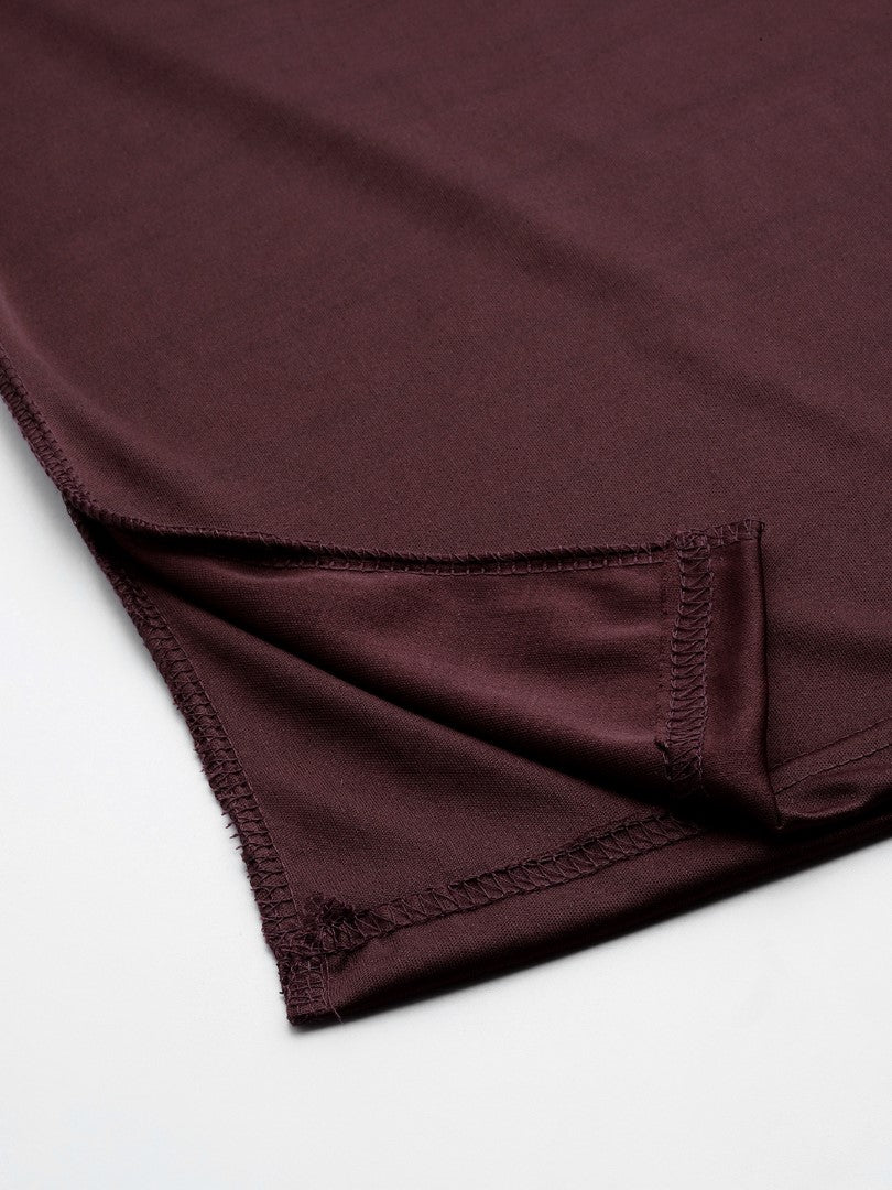 Women Deep Brown Solid Saree Shapewear