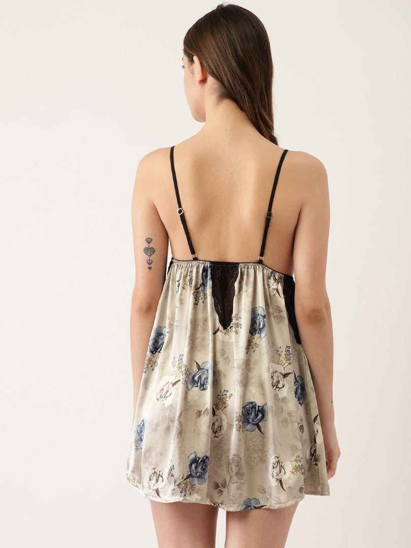 Floral Printed babydoll with lace